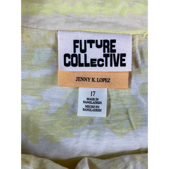 Future Collective Dress Women 17 Yellow Sundress Midi Spaghetti Strap Ruffle NWT - Picture 2 of 9